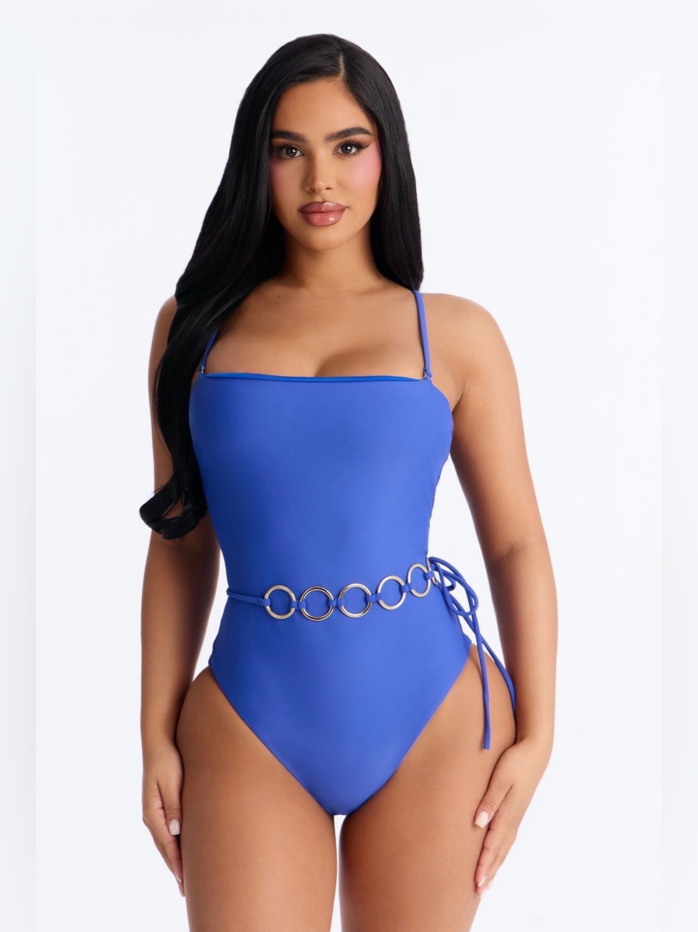 Fashion Nova 1 Piece Belted Swimsuit-Blue💙